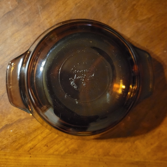 Vtg Anchor Hocking Amber Glass Oven Proof Lidded Small Crock Pot Bowl Casserole - Picture 7 of 8